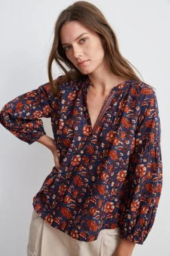 Velvet By Graham & Spencer NOAH HALF PLACKET BLOUSE