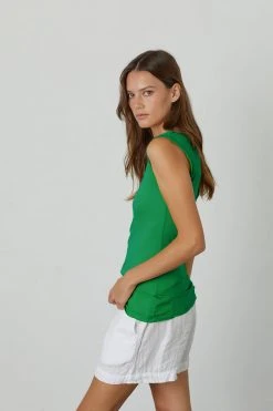 Velvet By Graham & Spencer ESTINA GAUZY WHISPER FITTED TANK TOP