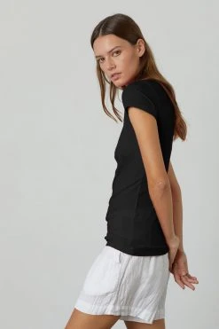 Velvet By Graham & Spencer Womens JEMMA GAUZY WHISPER FITTED CREW NECK TEE 29 Velvet By Graham & Spencer Womens JEMMA GAUZY WHISPER FITTED CREW NECK TEE