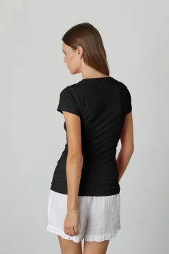 Velvet By Graham & Spencer Womens JEMMA GAUZY WHISPER FITTED CREW NECK TEE 30 Velvet By Graham & Spencer Womens JEMMA GAUZY WHISPER FITTED CREW NECK TEE