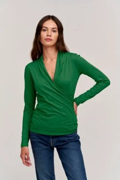 Velvet By Graham & Spencer MERI WRAP FRONT FITTED TOP Womens 51 Velvet By Graham & Spencer MERI WRAP FRONT FITTED TOP Womens