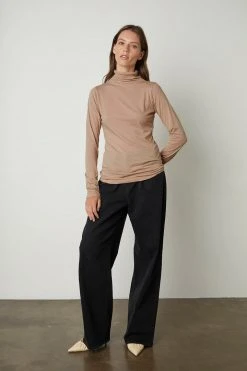 Velvet By Graham & Spencer TALISIA GAUZY WHISPER FITTED MOCK NECK TEE