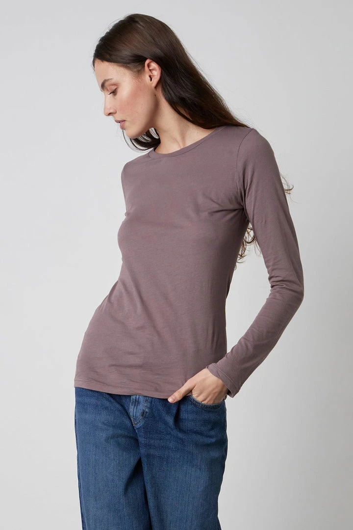 Velvet By Graham & Spencer Womens ZOFINA GAUZY WHISPER FITTED CREW NECK TEE 3 Velvet By Graham & Spencer Womens ZOFINA GAUZY WHISPER FITTED CREW NECK TEE