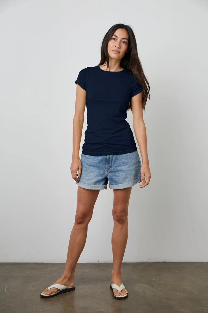 Velvet By Graham & Spencer Womens JEMMA GAUZY WHISPER FITTED CREW NECK TEE 14 Velvet By Graham & Spencer Womens JEMMA GAUZY WHISPER FITTED CREW NECK TEE