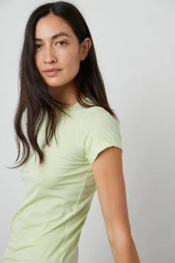 Velvet By Graham & Spencer JEMMA GAUZY WHISPER FITTED CREW NECK TEE