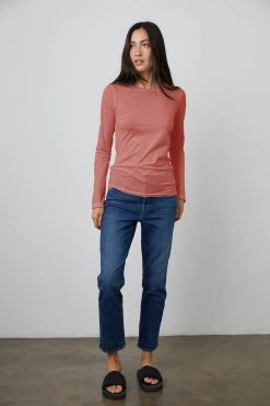 Velvet By Graham & Spencer ZOFINA GAUZY WHISPER FITTED CREW NECK TEE