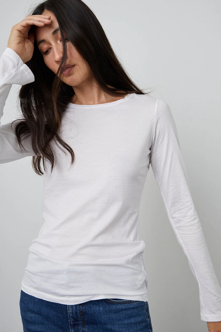 Velvet By Graham & Spencer ZOFINA GAUZY WHISPER FITTED CREW NECK TEE Womens 7 Velvet By Graham & Spencer ZOFINA GAUZY WHISPER FITTED CREW NECK TEE Womens