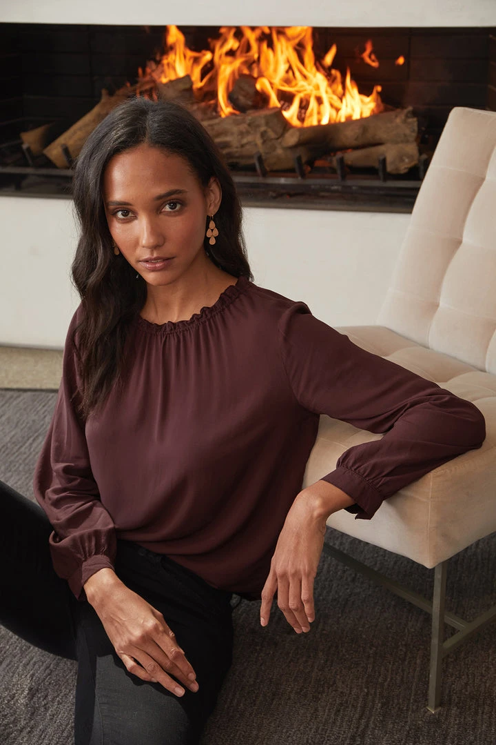 Velvet By Graham & Spencer Womens GINGER CHALLIS NECK TIE TOP 6 Velvet By Graham & Spencer Womens GINGER CHALLIS NECK TIE TOP