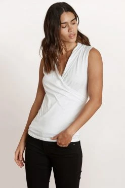 Velvet By Graham & Spencer ADELISE GAUZY WHISPER FITTED WRAP TANK Womens