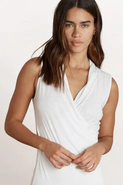 Velvet By Graham & Spencer ADELISE GAUZY WHISPER FITTED WRAP TANK Womens
