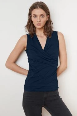 Velvet By Graham & Spencer ADELISE GAUZY WHISPER FITTED WRAP TANK Womens