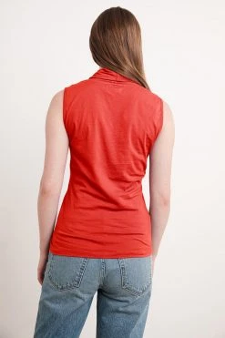 Velvet By Graham & Spencer ADELISE GAUZY WHISPER FITTED WRAP TANK Womens