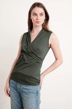 Velvet By Graham & Spencer ADELISE GAUZY WHISPER FITTED WRAP TANK Womens