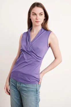 Velvet By Graham & Spencer ADELISE GAUZY WHISPER FITTED WRAP TANK Womens