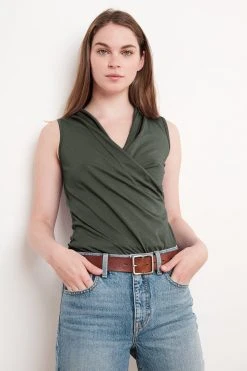 Velvet By Graham & Spencer ADELISE GAUZY WHISPER FITTED WRAP TANK Womens