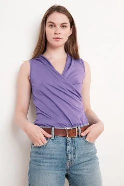 Velvet By Graham & Spencer ADELISE GAUZY WHISPER FITTED WRAP TANK Womens