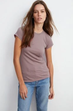 Velvet By Graham & Spencer JEMMA GAUZY WHISPER FITTED CREW NECK TEE