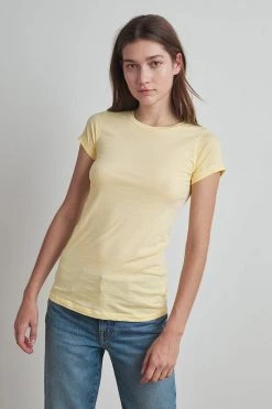 Velvet By Graham & Spencer JEMMA GAUZY WHISPER FITTED CREW NECK TEE