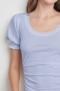 Velvet By Graham & Spencer KAMI GAUZY WHISPER SHIRRED SLEEVE TOP