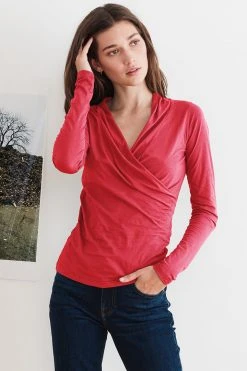 Velvet By Graham & Spencer MERI WRAP FRONT FITTED TOP Womens 66 Velvet By Graham & Spencer MERI WRAP FRONT FITTED TOP Womens
