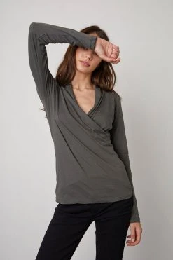 Velvet By Graham & Spencer MERI WRAP FRONT FITTED TOP 21 Velvet By Graham & Spencer MERI WRAP FRONT FITTED TOP