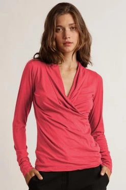 Velvet By Graham & Spencer Womens MERI WRAP FRONT FITTED TOP