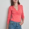 Velvet By Graham & Spencer Womens MERI WRAP FRONT FITTED TOP
