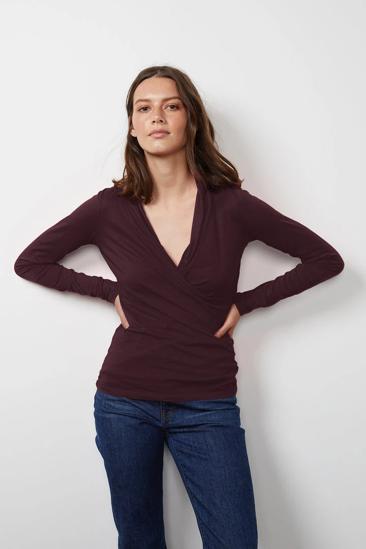 Velvet By Graham & Spencer MERI WRAP FRONT FITTED TOP Womens 29 Velvet By Graham & Spencer MERI WRAP FRONT FITTED TOP Womens
