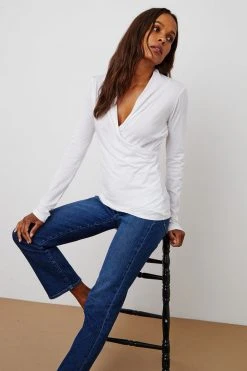 Velvet By Graham & Spencer MERI WRAP FRONT FITTED TOP Womens