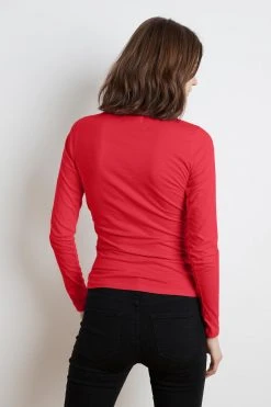 Velvet By Graham & Spencer MERI WRAP FRONT FITTED TOP Womens 81 Velvet By Graham & Spencer MERI WRAP FRONT FITTED TOP Womens