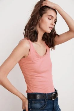 Velvet By Graham & Spencer MOSSY GAUZY WHISPER FITTED TANK Womens