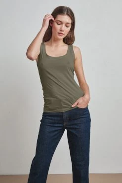 Velvet By Graham & Spencer MOSSY GAUZY WHISPER FITTED TANK Womens