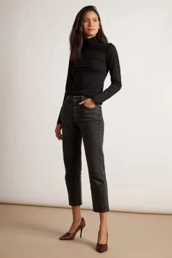 Velvet By Graham & Spencer KAROLINA HI RISE STRAIGHT LEG CUT OFF JEANS