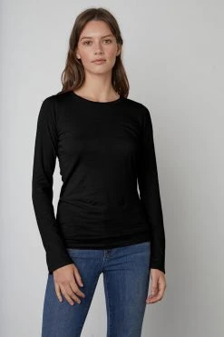 Velvet By Graham & Spencer ZOFINA GAUZY WHISPER FITTED CREW NECK TEE Womens