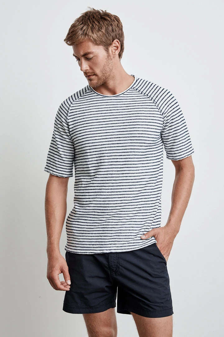 Velvet By Graham & Spencer CYRANO HACCI BEACH STRIPE RAW EDGE RAGLAN TEE Mens 4 Velvet By Graham & Spencer CYRANO HACCI BEACH STRIPE RAW EDGE RAGLAN TEE Mens