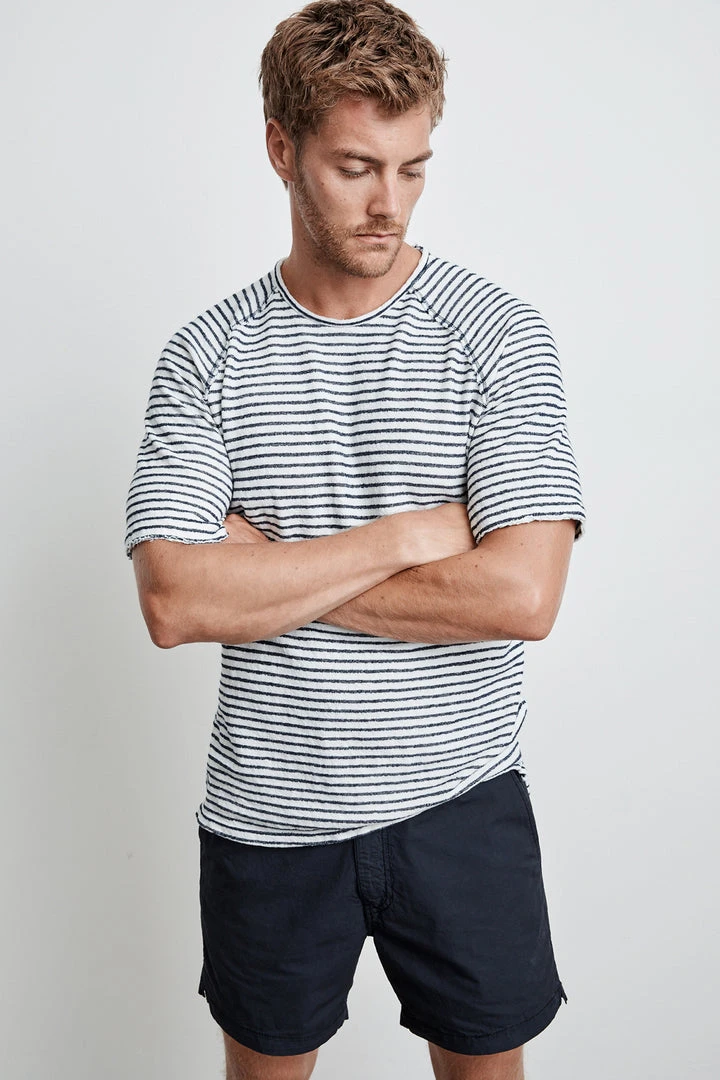 Velvet By Graham & Spencer CYRANO HACCI BEACH STRIPE RAW EDGE RAGLAN TEE Mens 3 Velvet By Graham & Spencer CYRANO HACCI BEACH STRIPE RAW EDGE RAGLAN TEE Mens