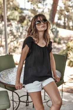 Velvet By Graham & Spencer Womens ANELLA COTTON GAUZE BLOUSE 17 Velvet By Graham & Spencer Womens ANELLA COTTON GAUZE BLOUSE