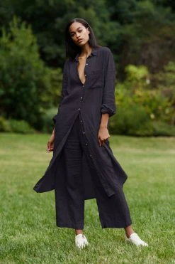 Velvet By Graham & Spencer Womens JORA LINEN BUTTON-UP DRESS 60 Velvet By Graham & Spencer Womens JORA LINEN BUTTON-UP DRESS