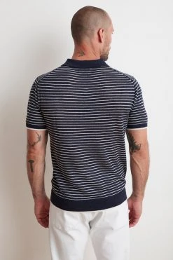 Velvet By Graham & Spencer LEON STRIPED POLO Mens 7 Velvet By Graham & Spencer LEON STRIPED POLO Mens