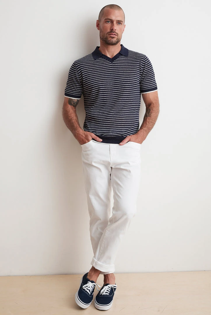 Velvet By Graham & Spencer LEON STRIPED POLO Mens 4 Velvet By Graham & Spencer LEON STRIPED POLO Mens