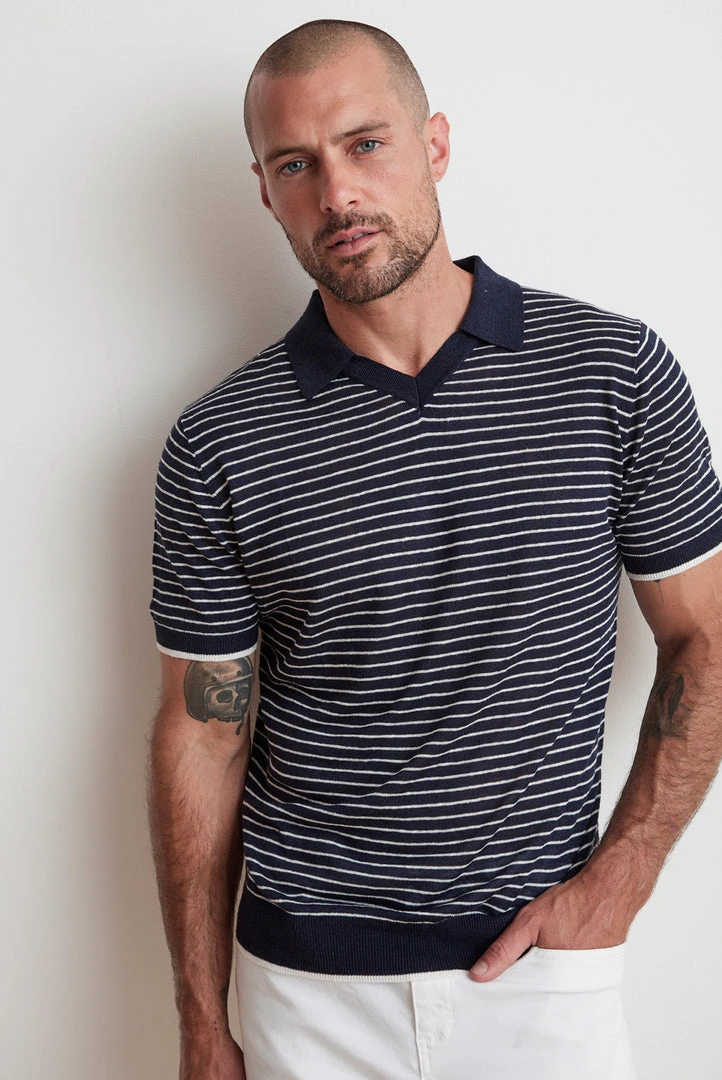 Velvet By Graham & Spencer LEON STRIPED POLO Mens 3 Velvet By Graham & Spencer LEON STRIPED POLO Mens