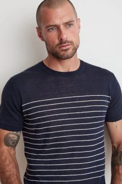 Velvet By Graham & Spencer Mens VANCE STRIPE KNIT SHIRT 6 Velvet By Graham & Spencer Mens VANCE STRIPE KNIT SHIRT