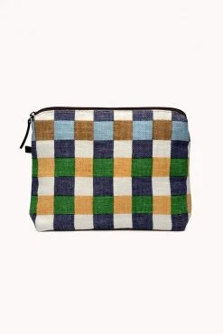 Womens LARGE GINGHAM LINEN POUCH BY EPICE