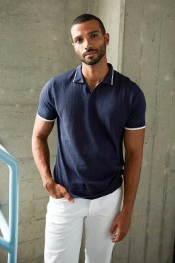 Velvet by Graham & Spencer Sales 14 Velvet By Graham & Spencer GORDON LINEN BLEND POLO Mens