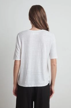 Velvet By Graham & Spencer STEFANI LINEN KNIT V-NECK TEE