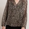 Velvet By Graham & Spencer PEYTON LEOPARD LUREX LONG SLEEVE BLOUSE Womens 1 Velvet By Graham & Spencer PEYTON LEOPARD LUREX LONG SLEEVE BLOUSE Womens