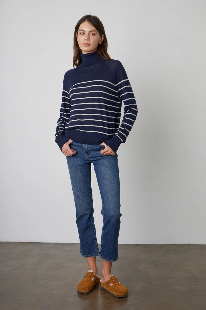 Velvet By Graham & Spencer ZOE STRIPED TURTLENECK SWEATER 7 Velvet By Graham & Spencer ZOE STRIPED TURTLENECK SWEATER