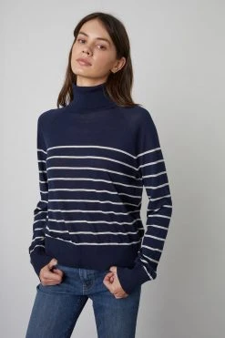 Velvet By Graham & Spencer ZOE STRIPED TURTLENECK SWEATER 17 Velvet By Graham & Spencer ZOE STRIPED TURTLENECK SWEATER