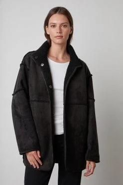Velvet By Graham & Spencer Womens ALBANY REVERSIBLE LUX SHERPA COAT 49 Velvet By Graham & Spencer Womens ALBANY REVERSIBLE LUX SHERPA COAT