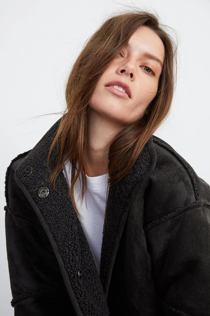 Velvet By Graham & Spencer Womens ALBANY REVERSIBLE LUX SHERPA COAT 12 Velvet By Graham & Spencer Womens ALBANY REVERSIBLE LUX SHERPA COAT